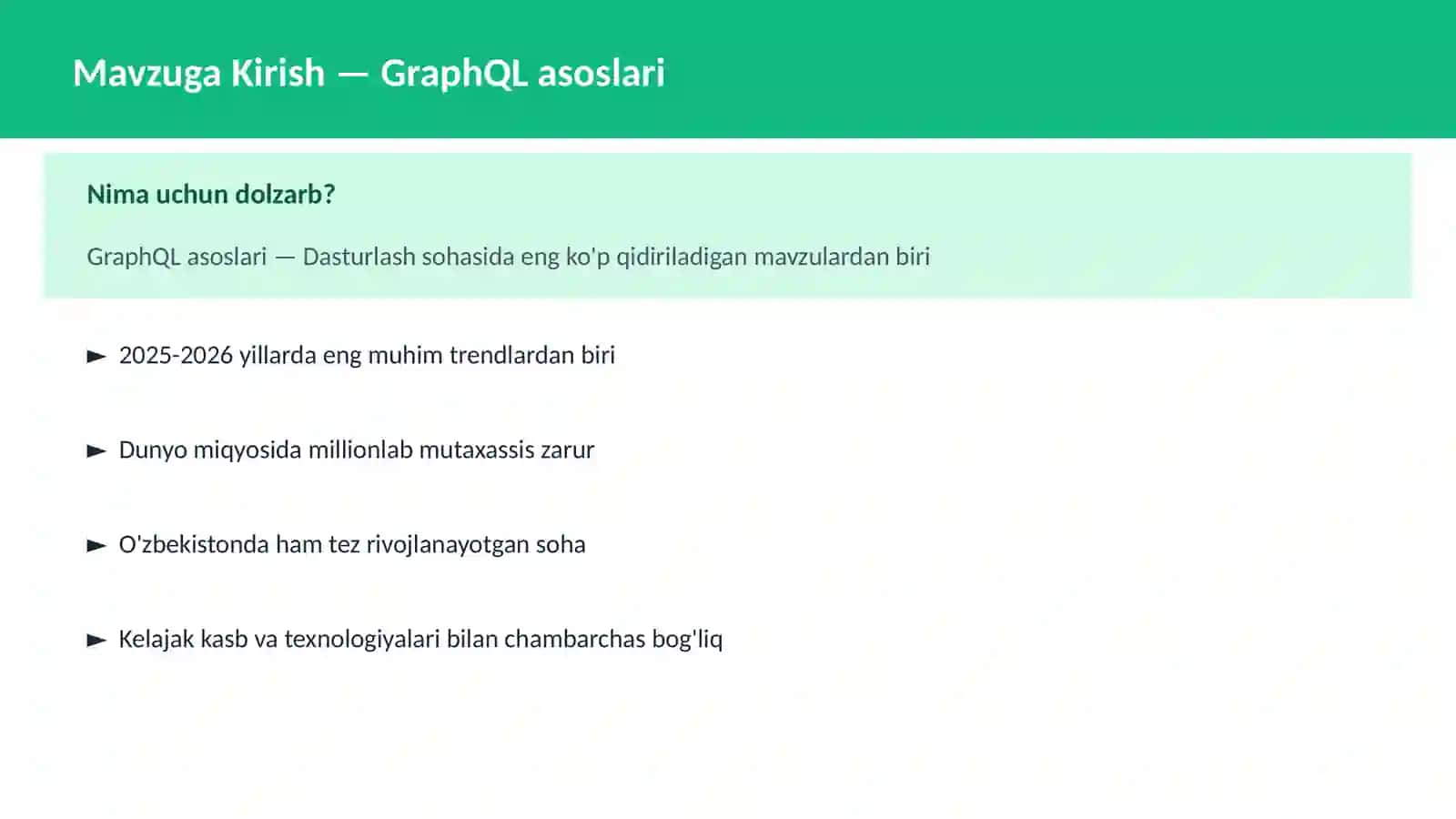 GraphQL asoslari 2