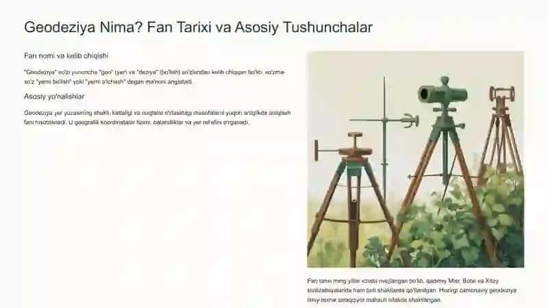 Yer Tuzishda Geodezik Ishlar Fanining Maqsadi va Vazifasi 2