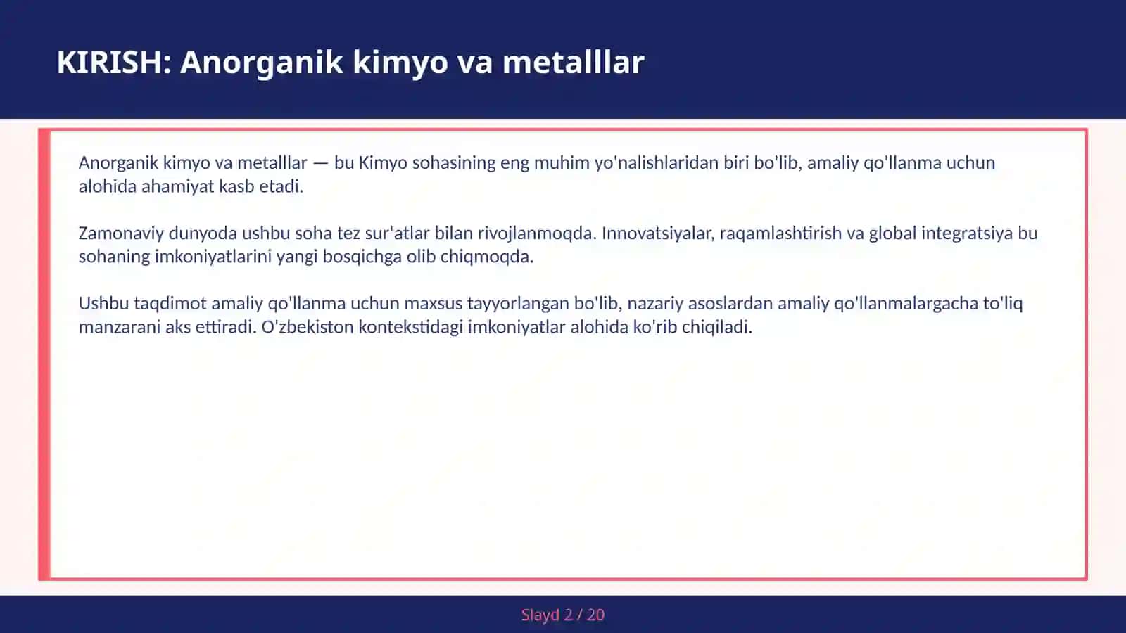 ANORGANIK KIMYO VA METALLLAR 2