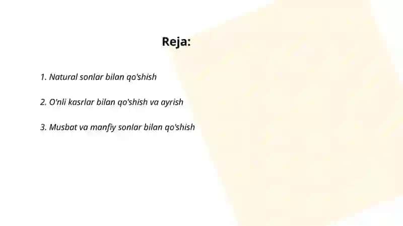 Natural sonlar bilan qo'shish 2