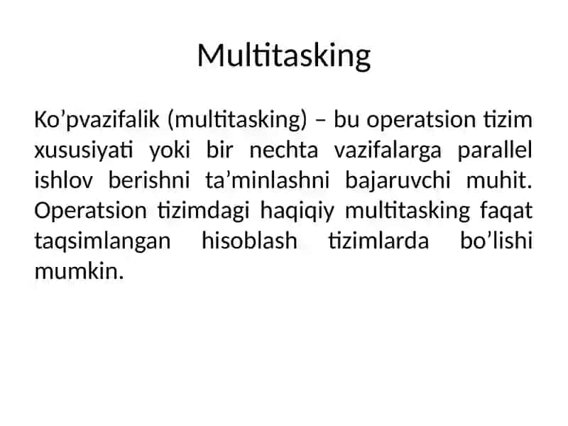 Multitasking va ko’poqimli tizimlar, VLIW, SMT 2