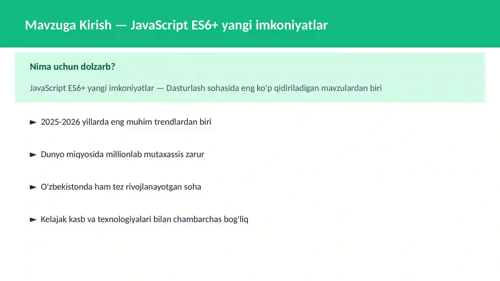 DASTURLASH | JAVASCRIPT VA WEB 2