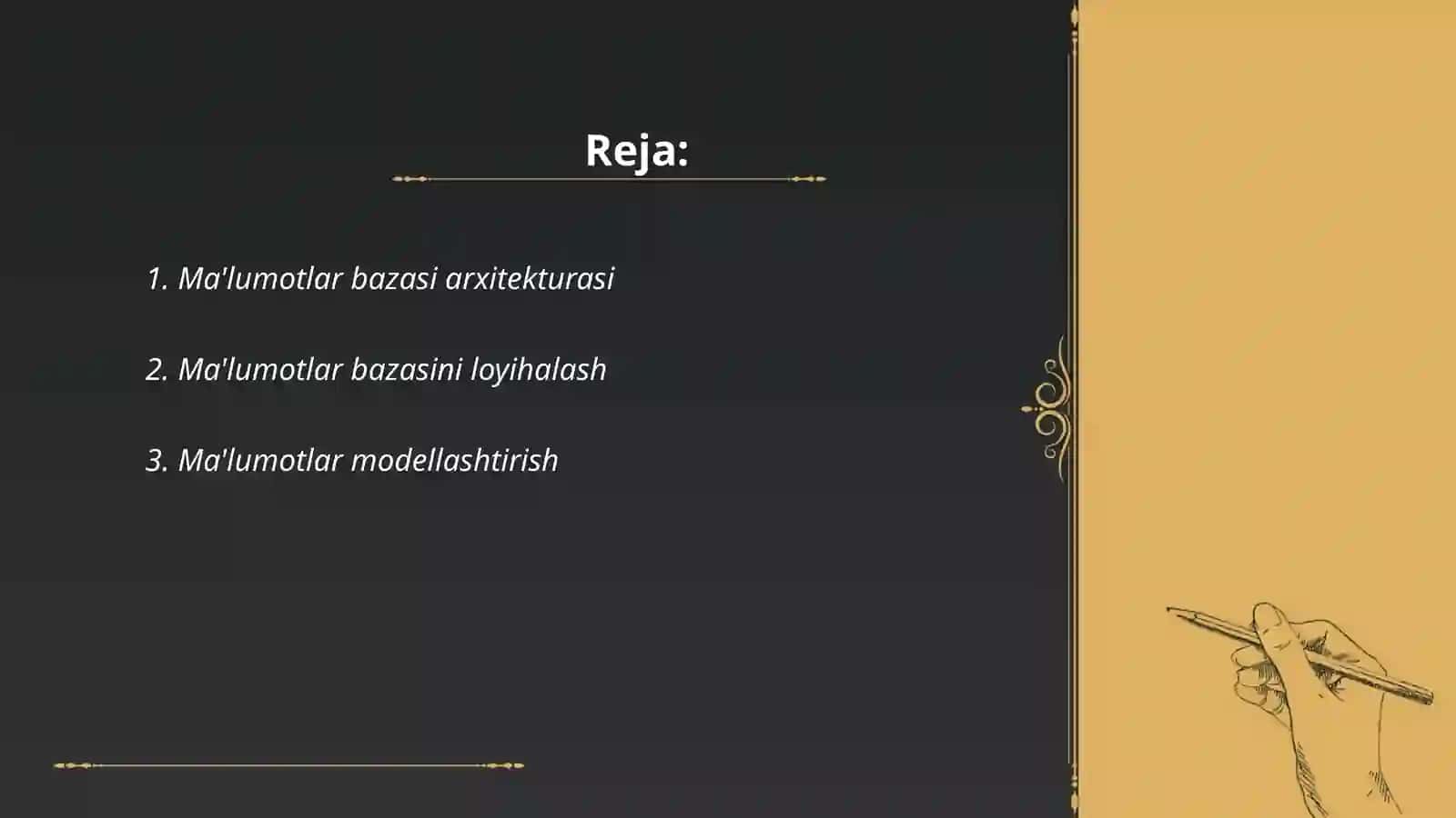 Ma'lumotlar bazasi arxitekturasi 2