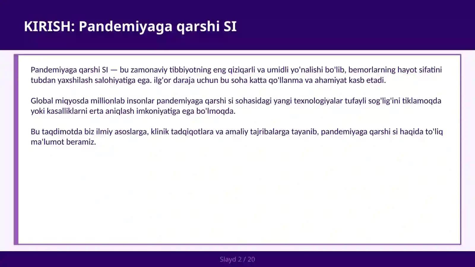 Pandemiyaga qarshi SI 2