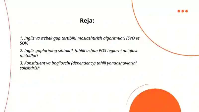 Ingliz tilidagi gaplarni o'zbek tiliga tarjima algoritmi 2