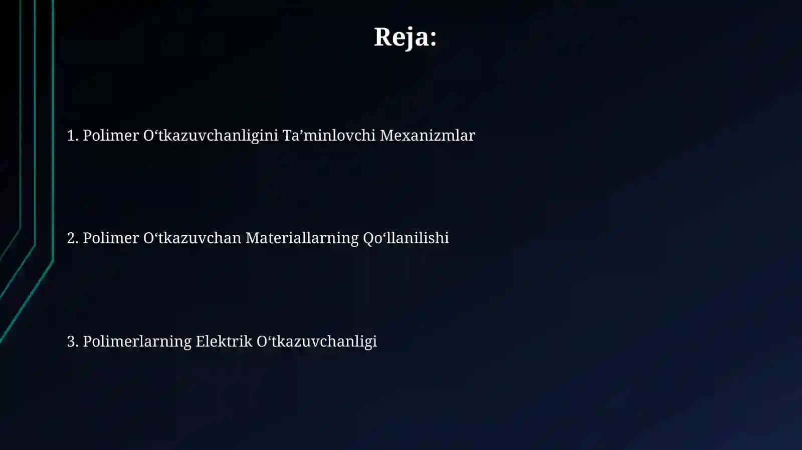 Polimerlarning o'tkazuvchanligi 2