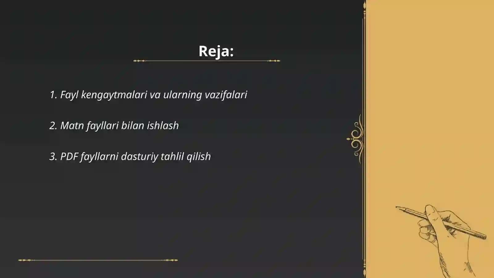 Dasturlashda turli kengaytmali fayllar bilan ishlash 2