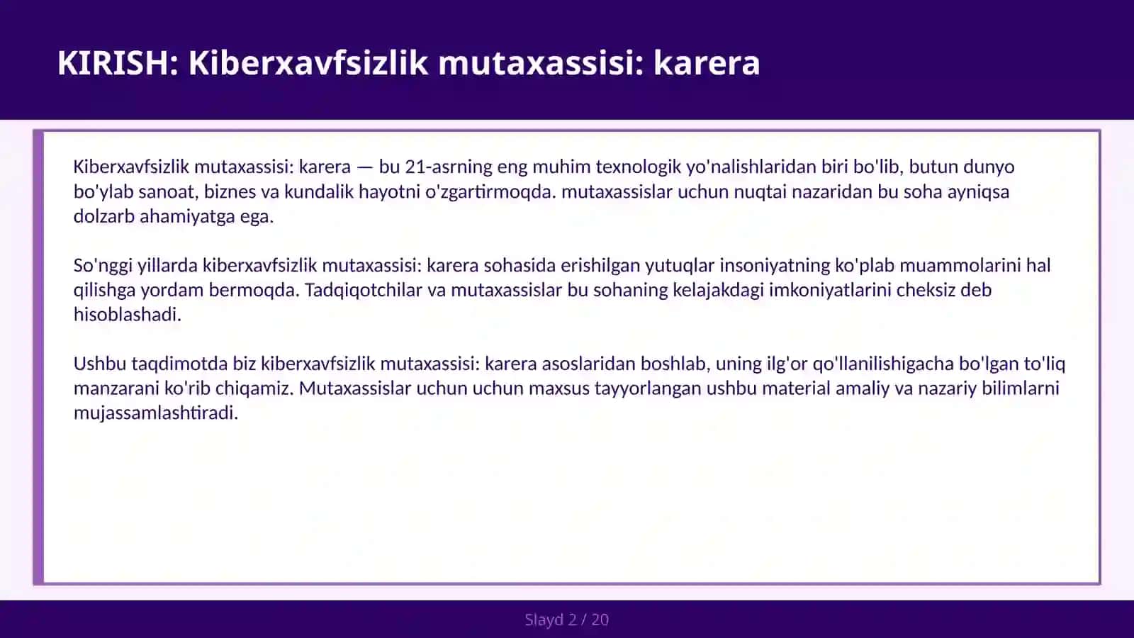 Kiberxavfsizlik mutaxassisi: karera 2
