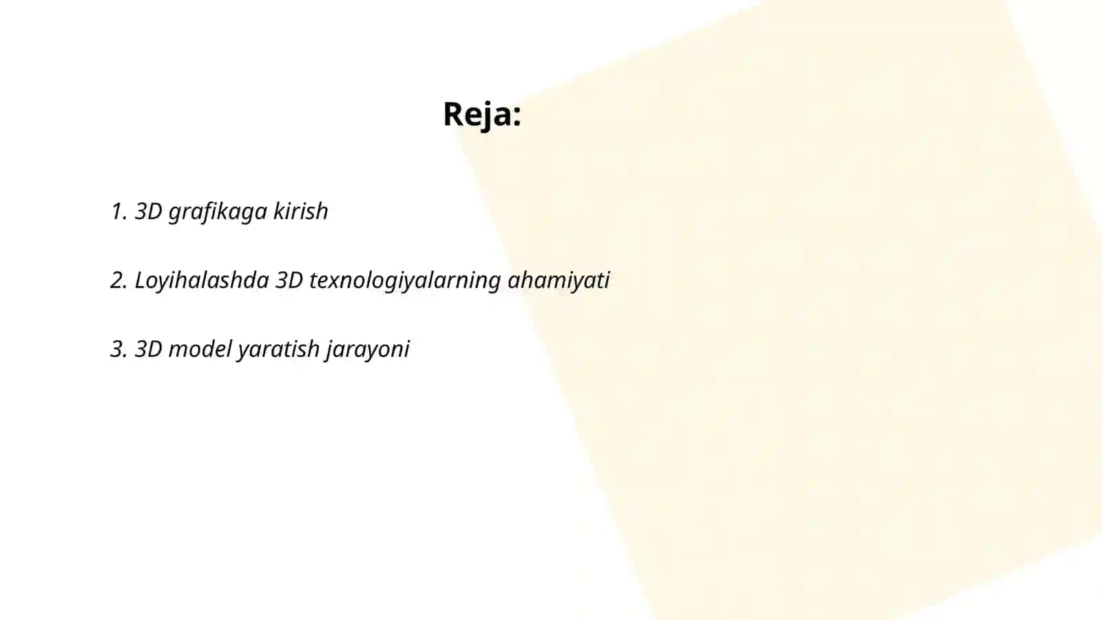 3 o'lchovli grafika imkoniyatlarini loyihalashda qo'llash texnologiyalari 2