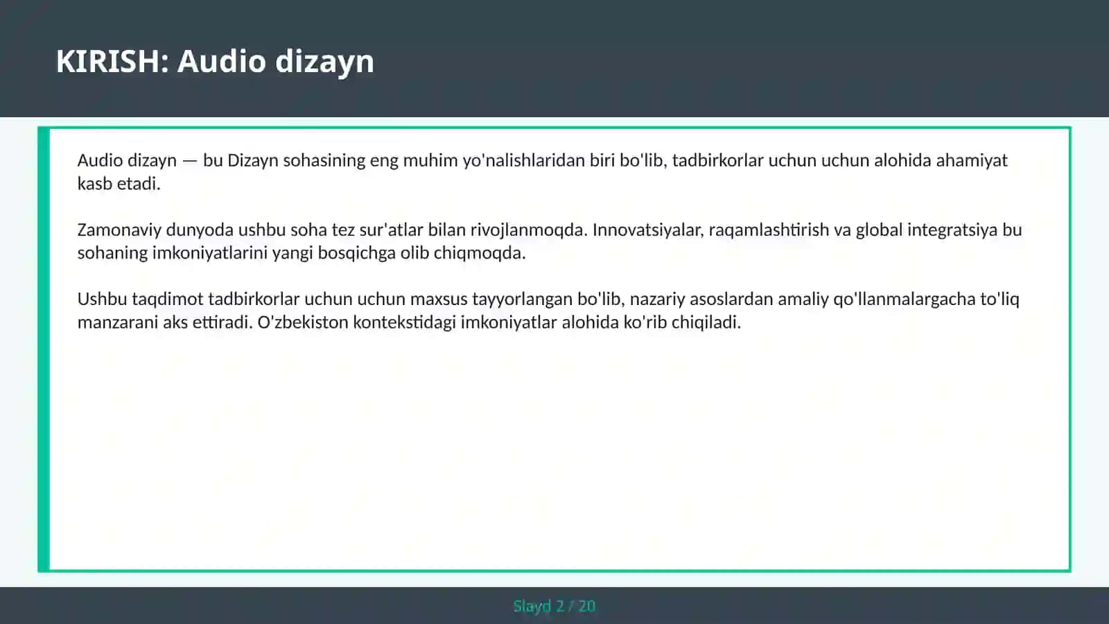 Audio dizayn 2