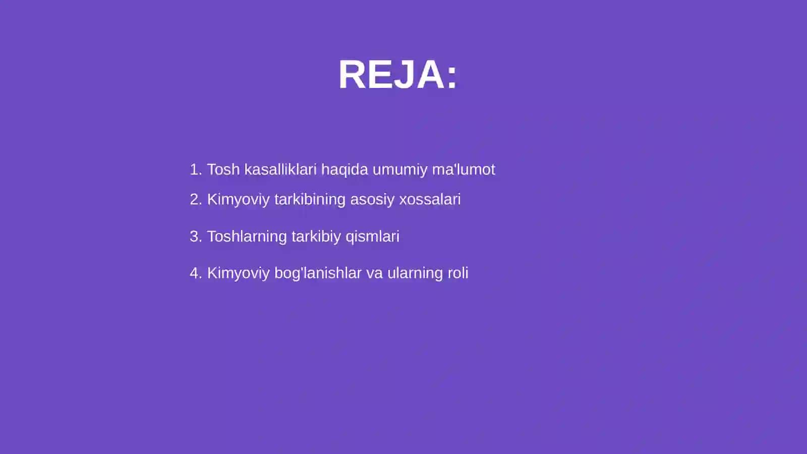 Tosh kasalliklarini kimyoviy xossalari 2