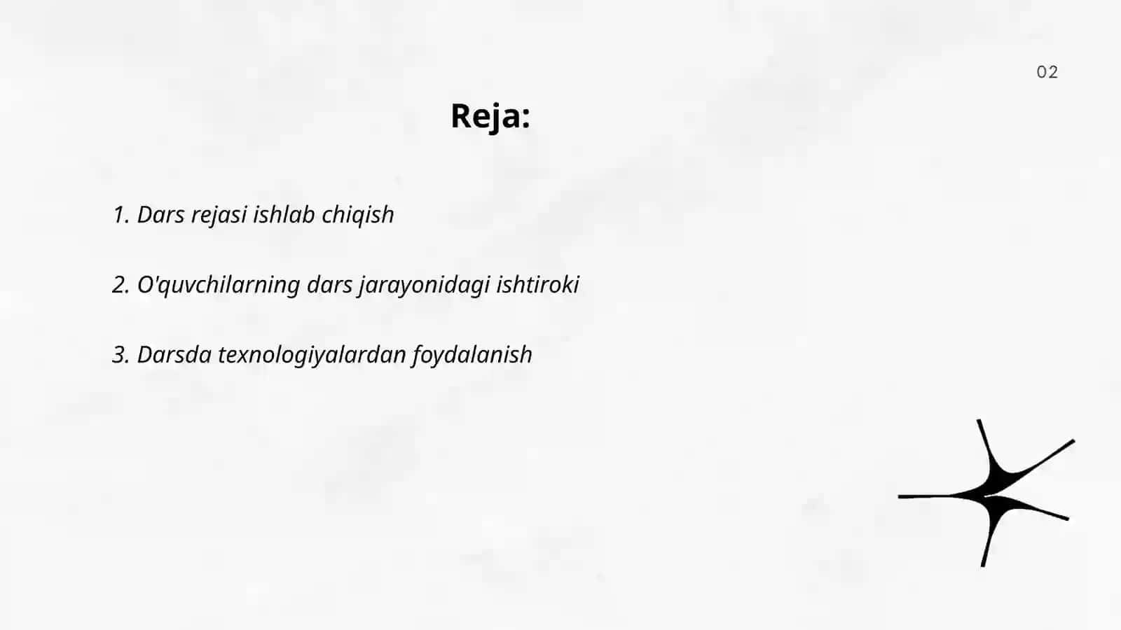 Dars rejasi ishlab chiqish 2