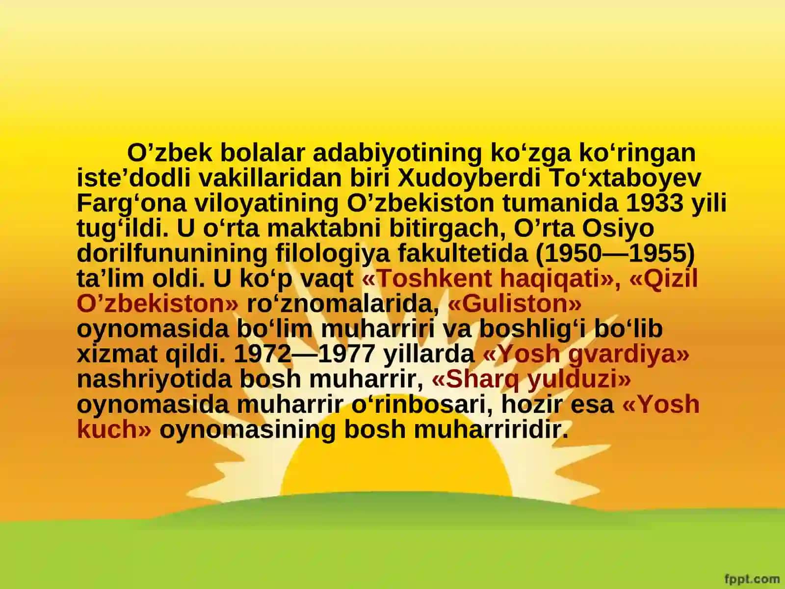 Xudoyberdi To'xtaboyev. 2