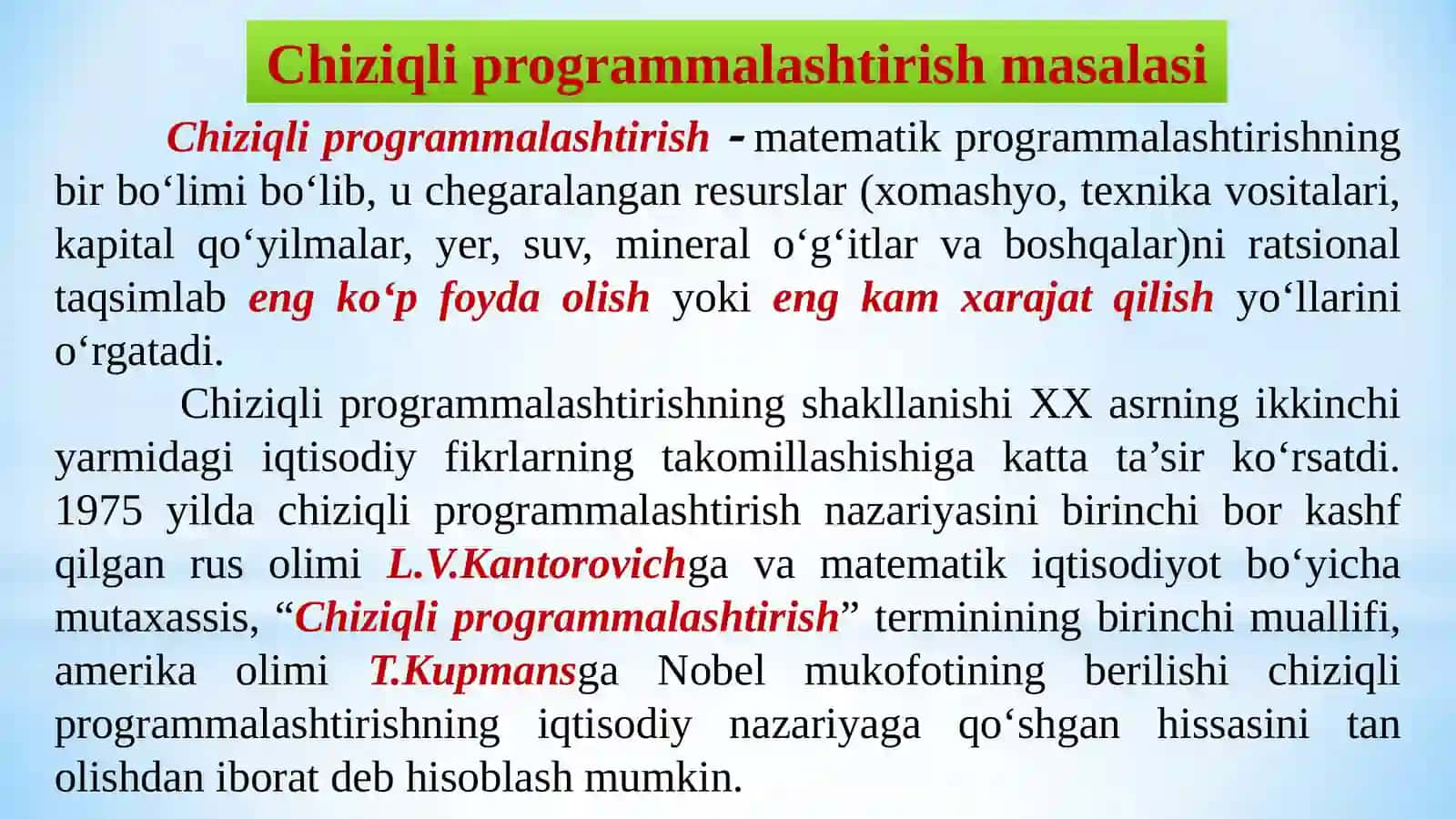 Chiziqli programmalashtirish 2