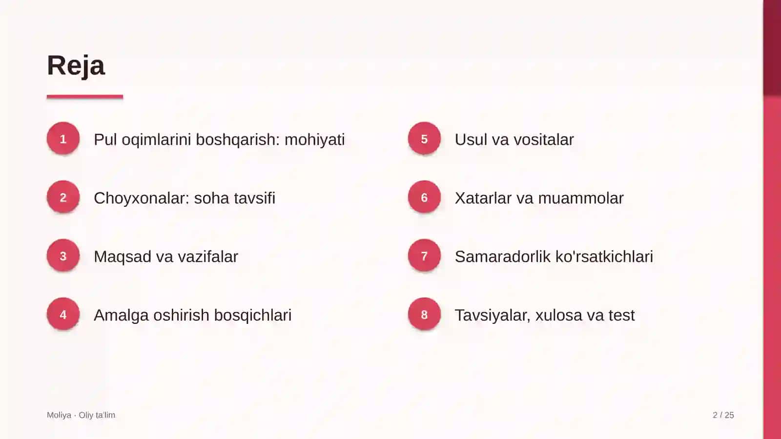 Choyxonalarda pul oqimlarini boshqarish 2