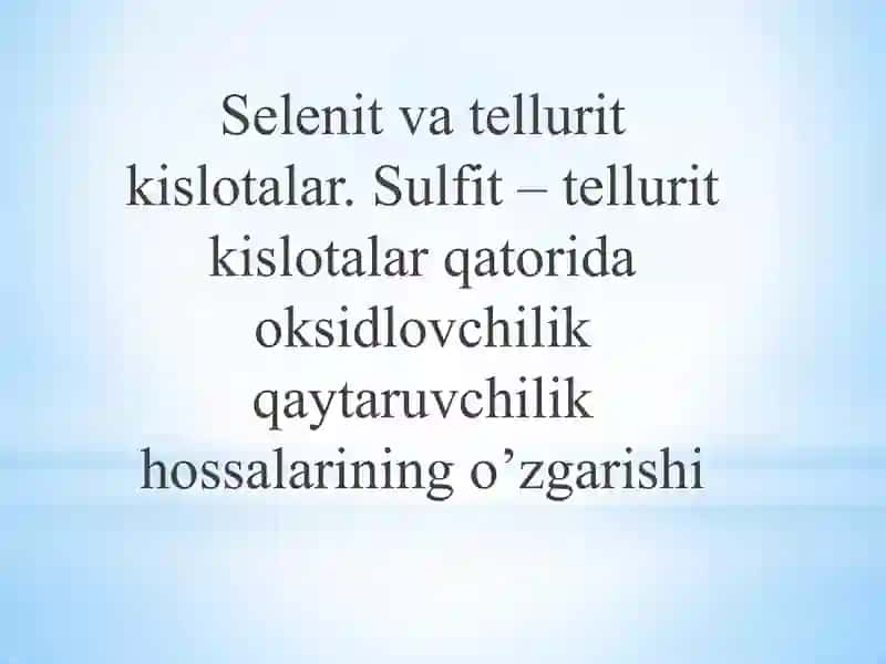 Selenitvatelluritkislotalar 2