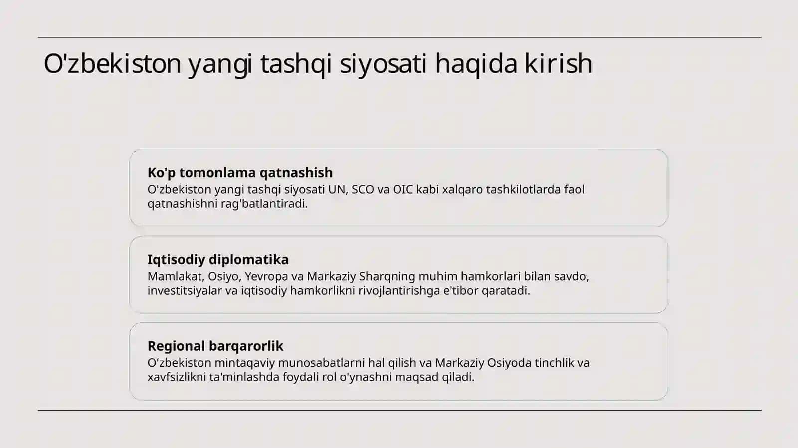 Yangi tashqi siyosat 2