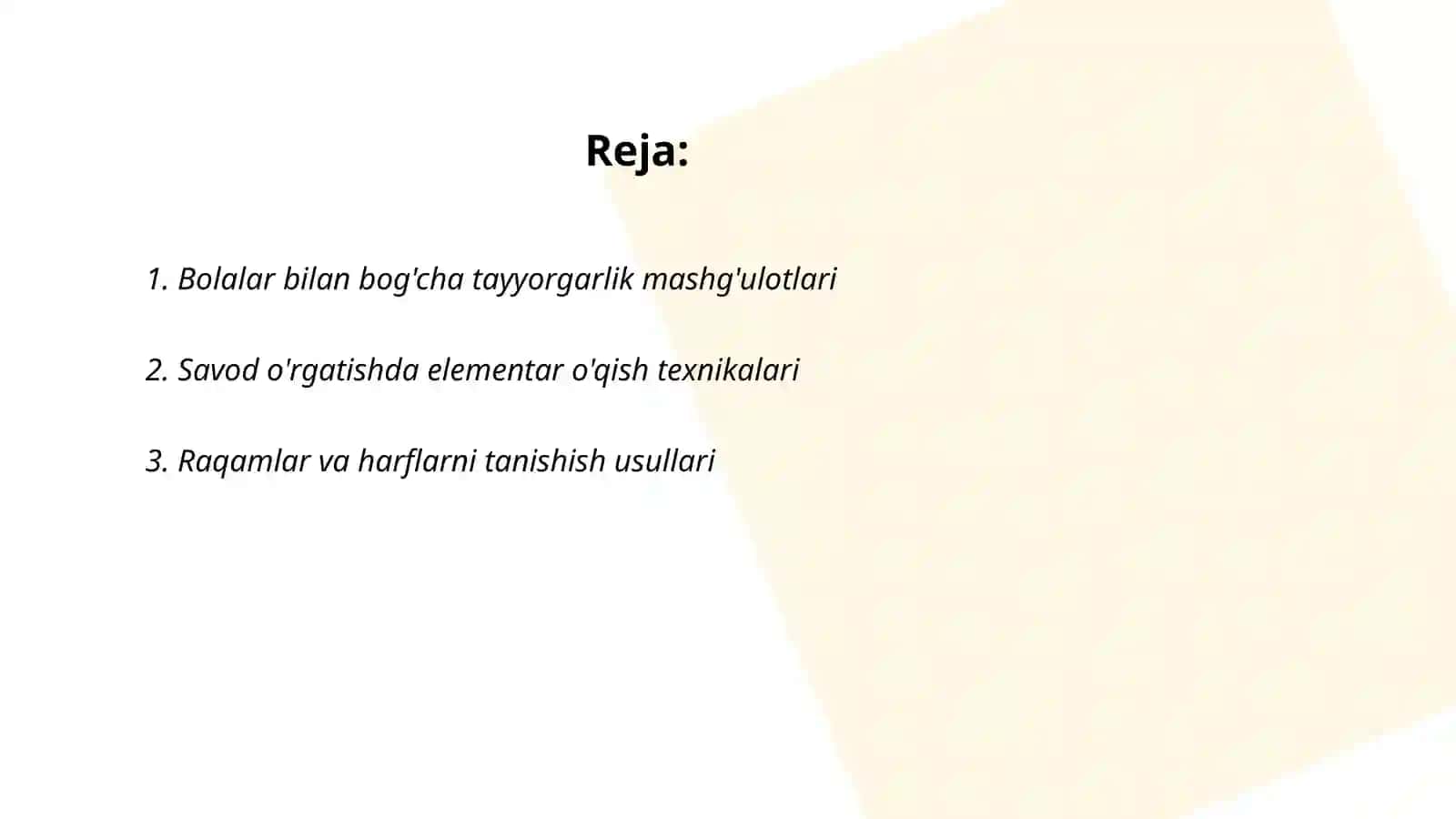 Bolalarni savod o'rgatishga tayyorlanish 2