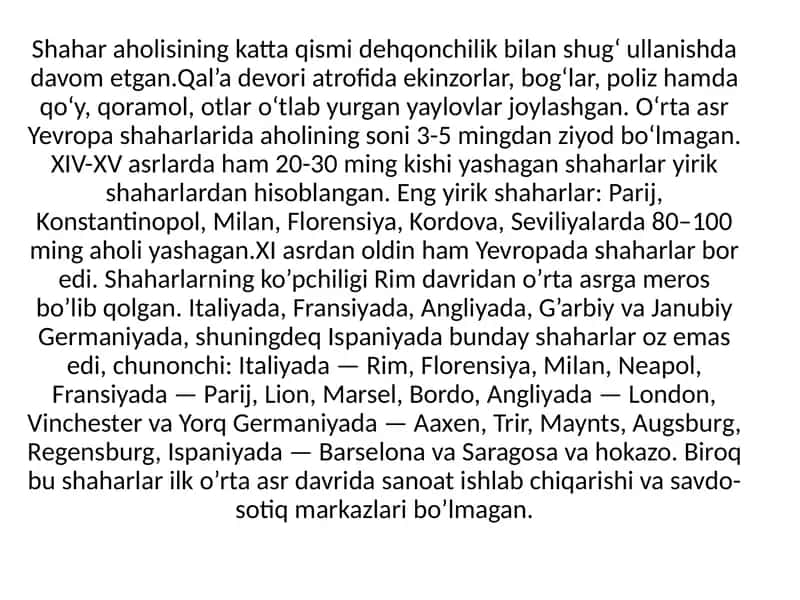 Ôrta asr shaharlarining vazifasiningôzgaribborishi 2
