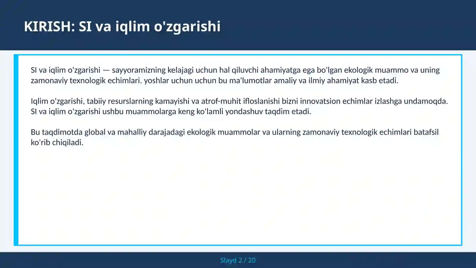 SI VA IQLIM O'ZGARISHI 2