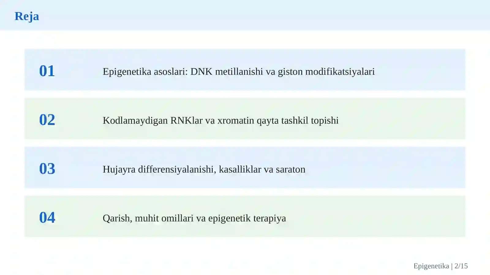 Epigenetika va gen ekspressiyasining molekulyar boshqarilishi 2