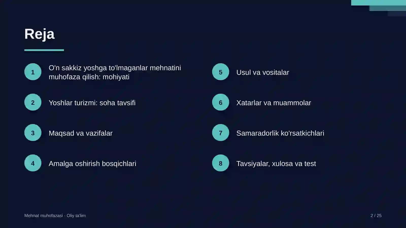 Yoshlar turizmida o'n sakkiz yoshga to'lmagan xodimlar mehnatini muhofaza qilish 2