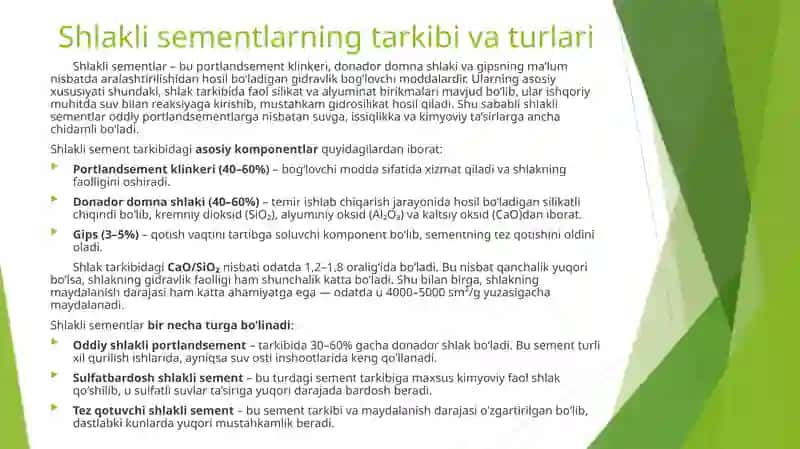 Shlakli sementlar 2