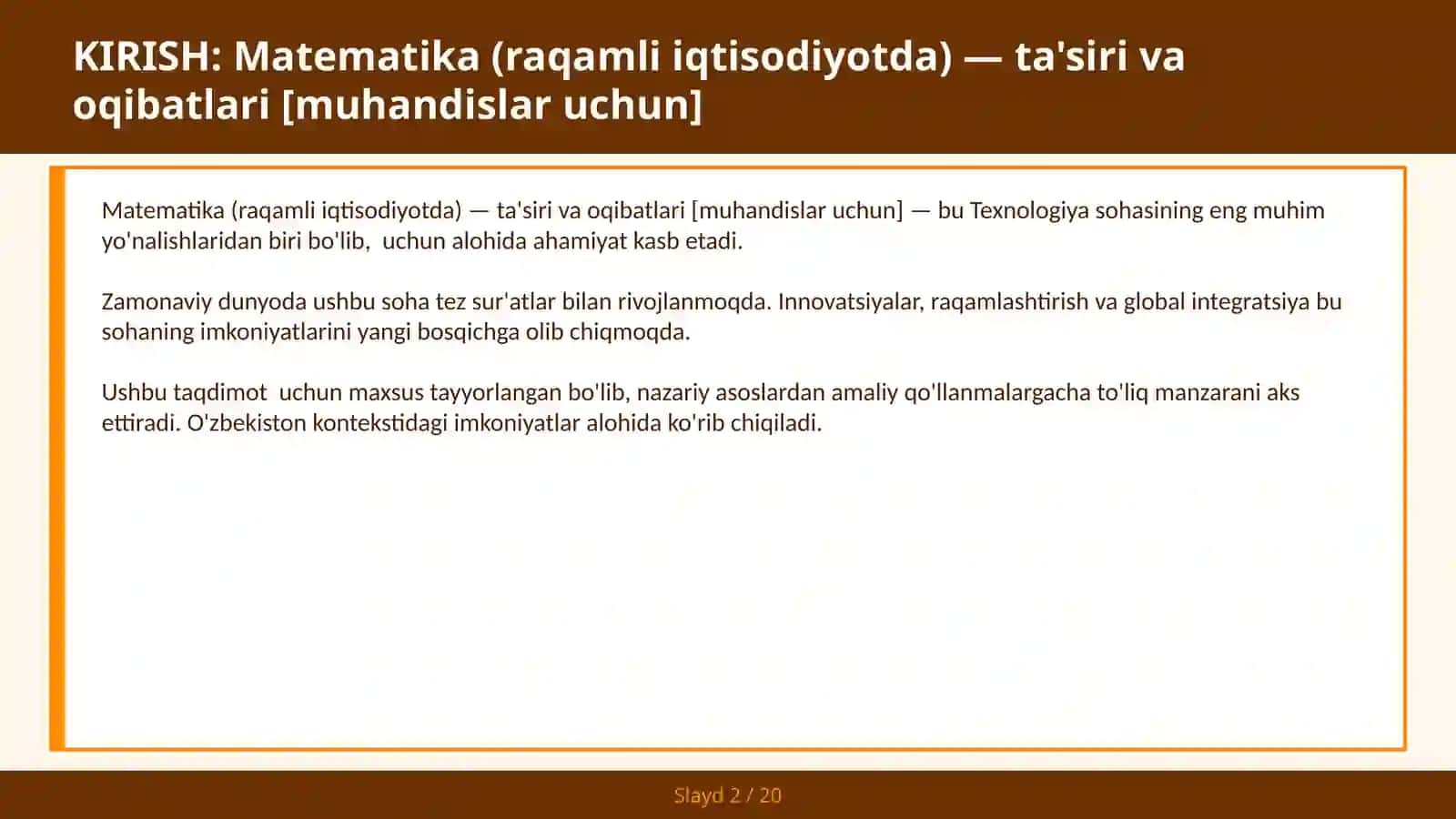 Matematika (raqamli iqtisodiyotda) — ta'siri va oqibatlari [muhandislar uchun] 2