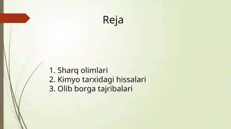 Sharq olimlari va mutafakkirlarining kimyo tarixida tutgan oʻrni 2