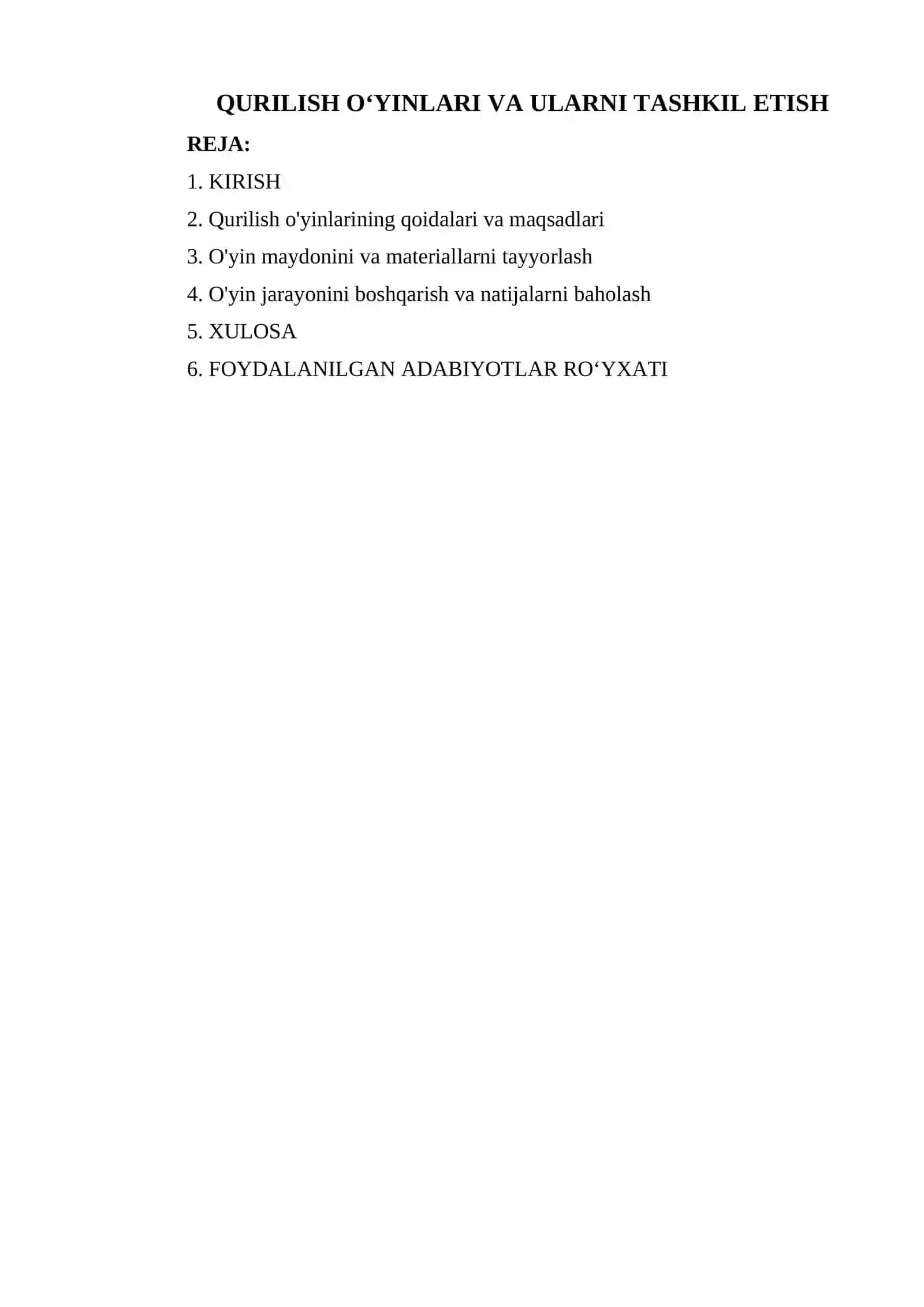 QURILISH OʻYINLARI VA ULARNI TASHKIL ETISH 2