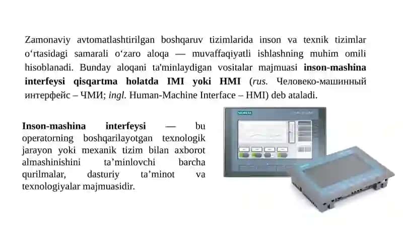 Boshqarish tizimlarida inson-mashina interfeysi va SCADA tizimi 2