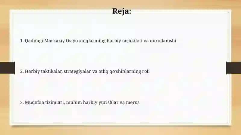 Qadimda o'rta osiyo halqlari harbiy san'ati 2