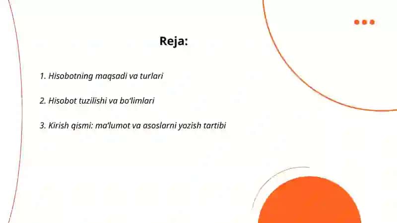 Hisobot,e'lonning yozilish tartibi 2