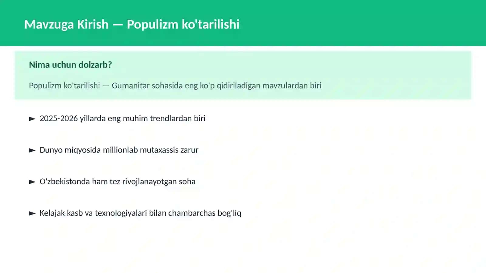 Populizm ko'tarilishi 2