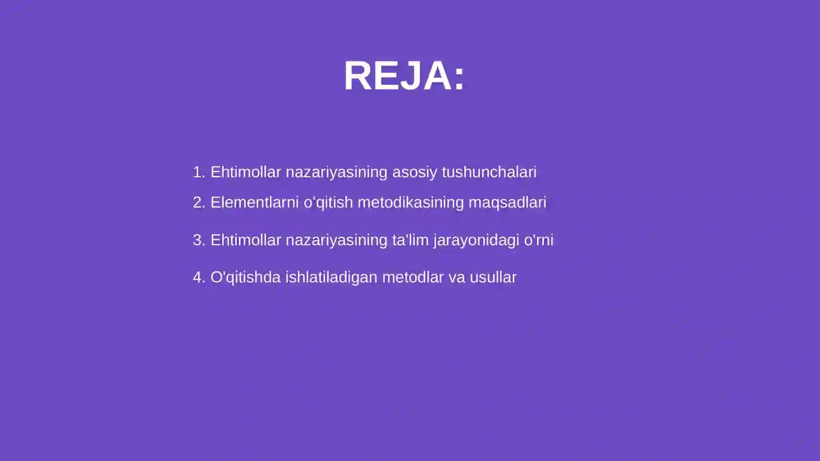 Ehtimollar nazariyasi elementlari oʻqitish metodikasi 2