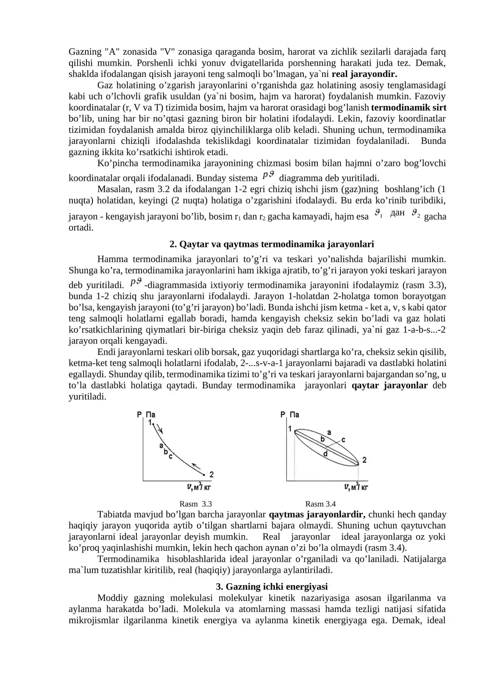 Termodinamikaning birinchi qonuni 2