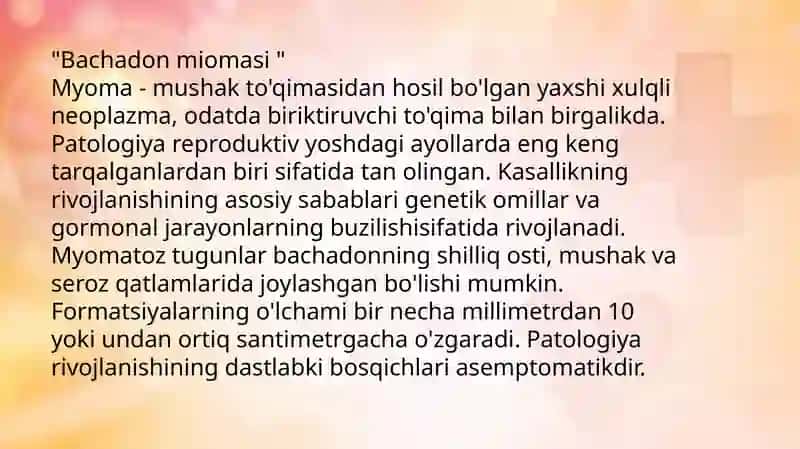 Bachadon miomasi 2