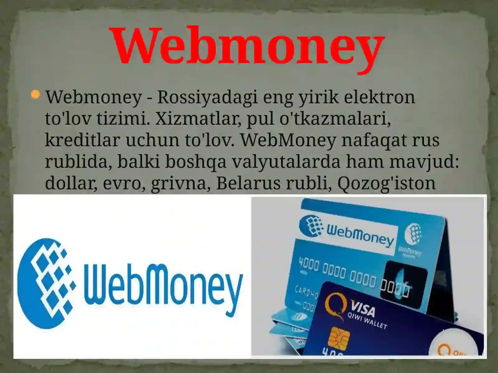 WebMoney naqd elektron pullar to’lov tizimi 2