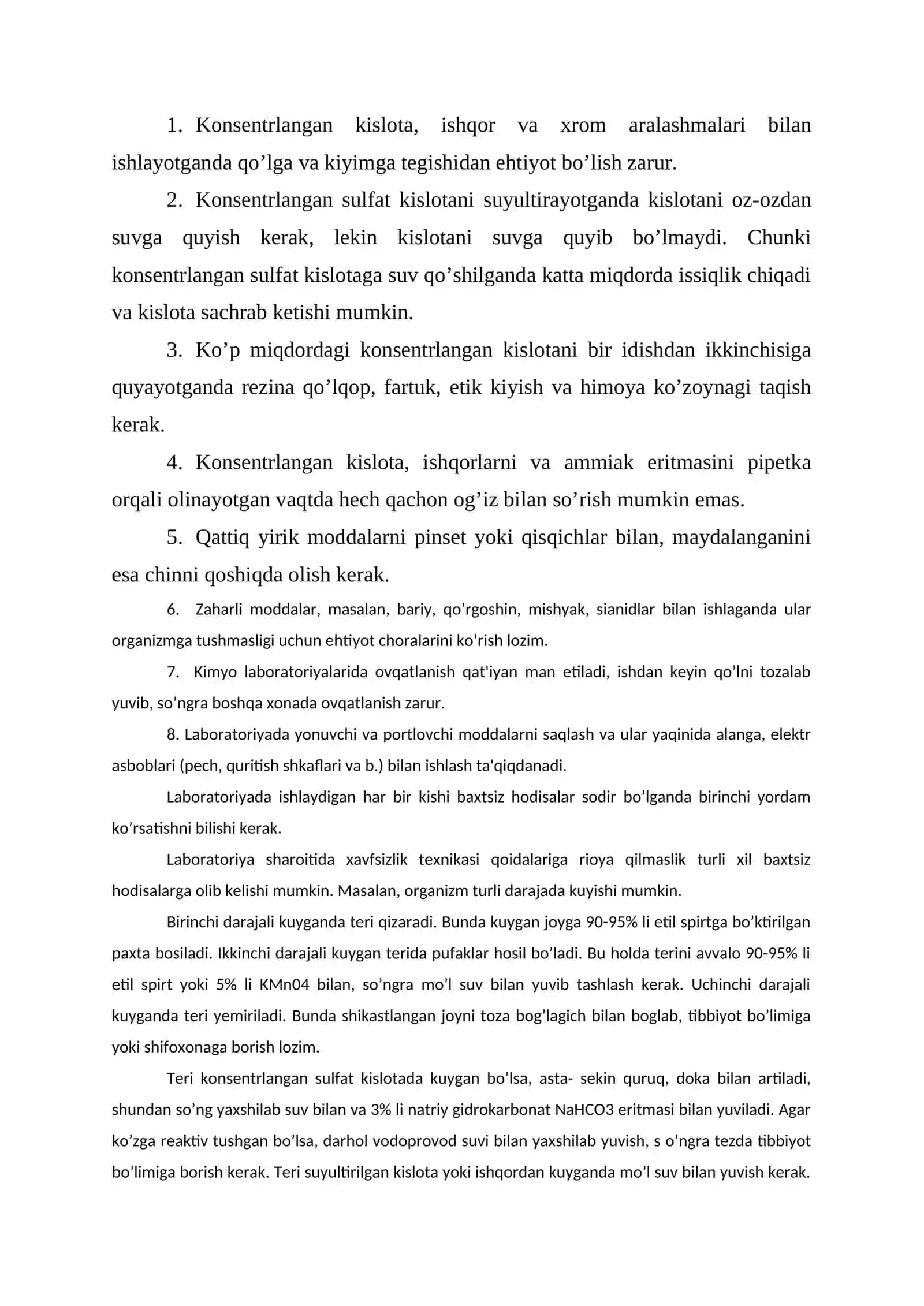 Analitik kimyo laboratoriyasida ishlash qoidlari 2