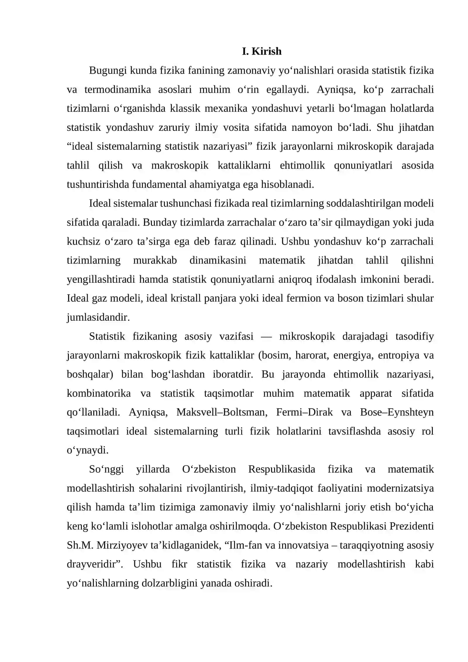 Ideal sistemalarning statistik nazariyasi 2