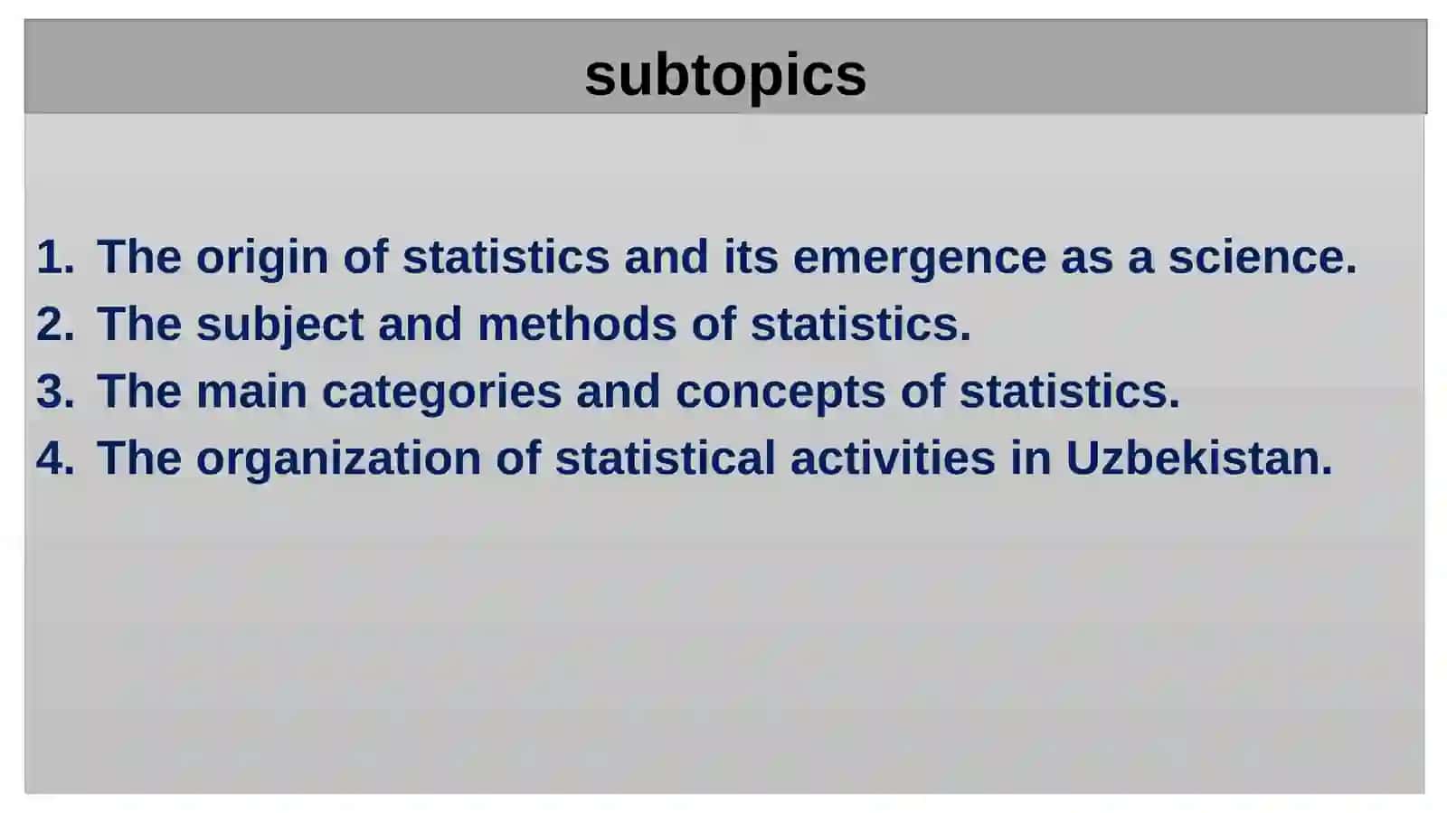 The Subject, Method, and Functions of Statistics 2