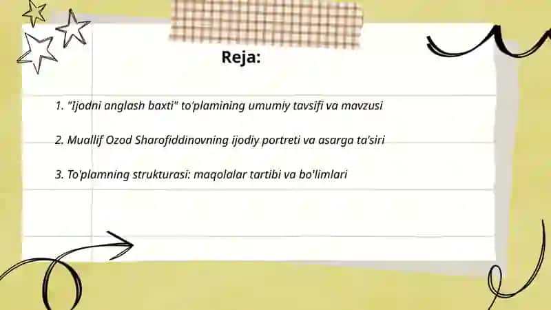 Ijodni anglash baxti 2