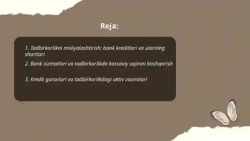 Tadbirkorlikni moliyalashtirish 2