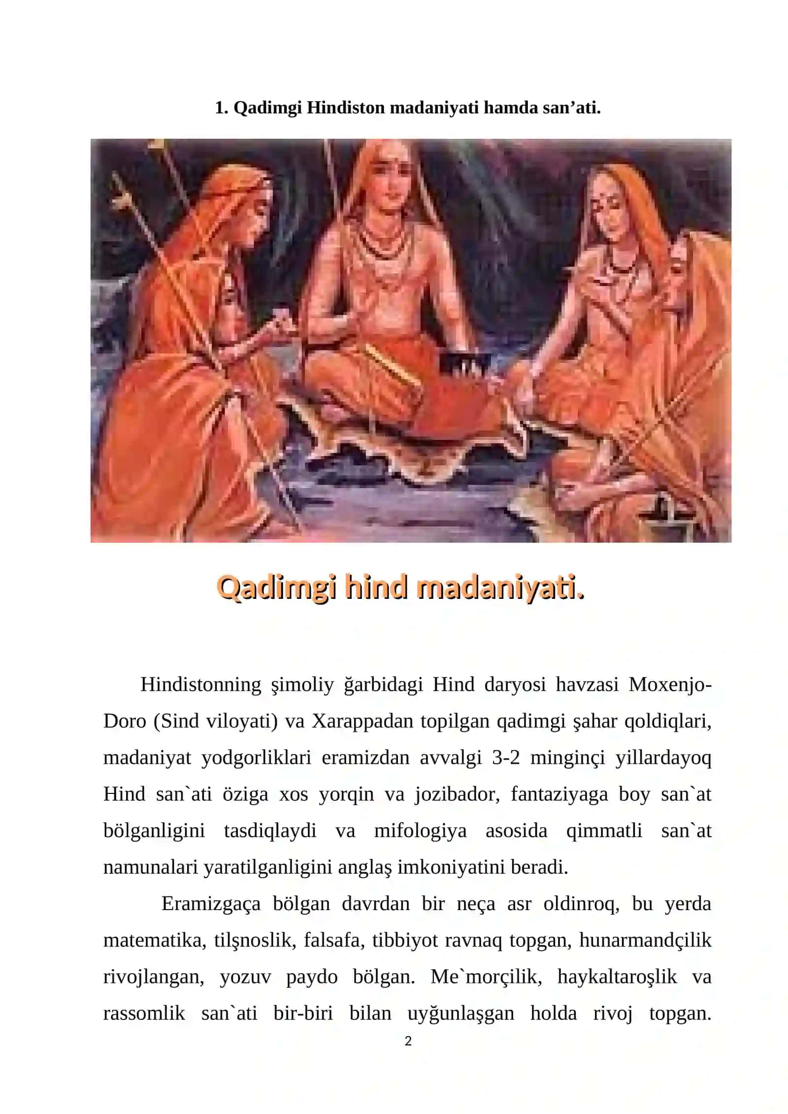 QADIMGI HINDISTON SAN’ATI 2