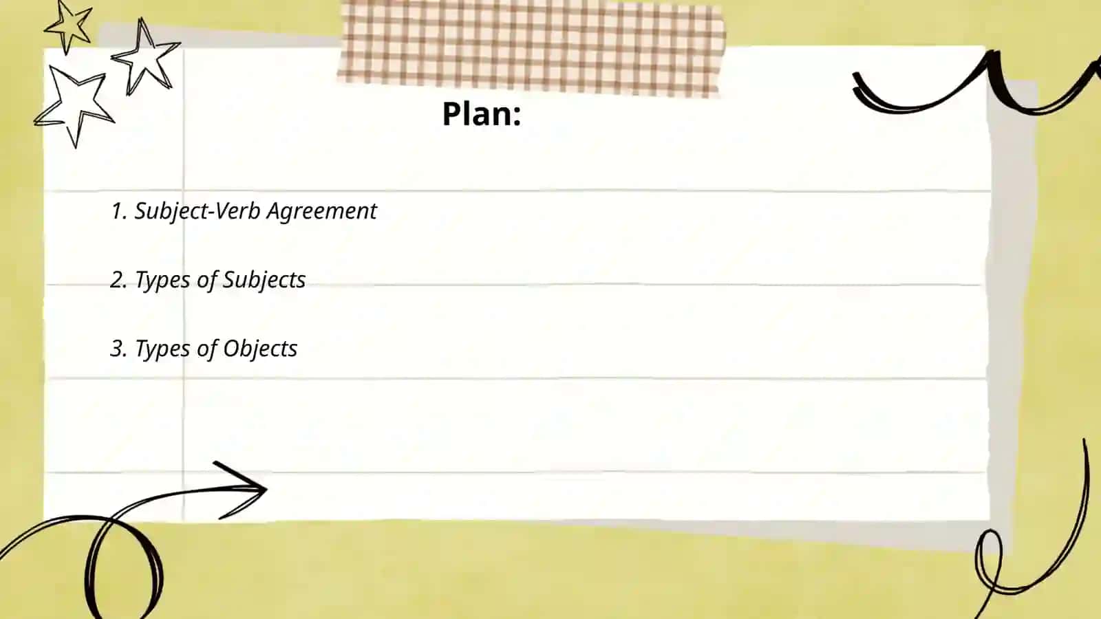 Basic grammatical structure subject+verb+object 2