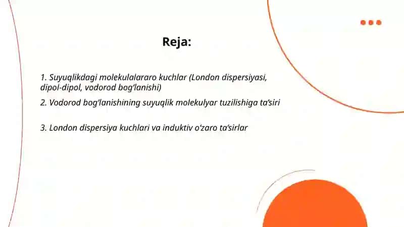 Suyuqlik molekulyar tuzilishining xususiyatlari 2