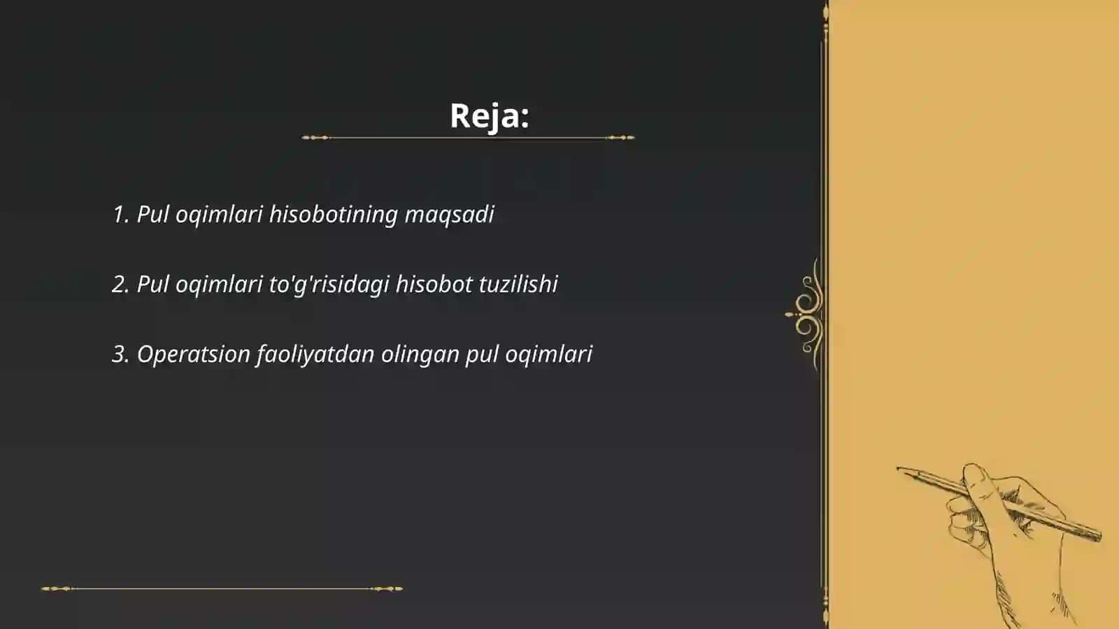 Pul oqimlari to'g'risidagi hisobot standartining tavsifi 2