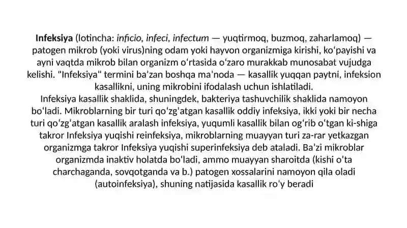 Infeksiyani oldini olish chora tadbirlari 2