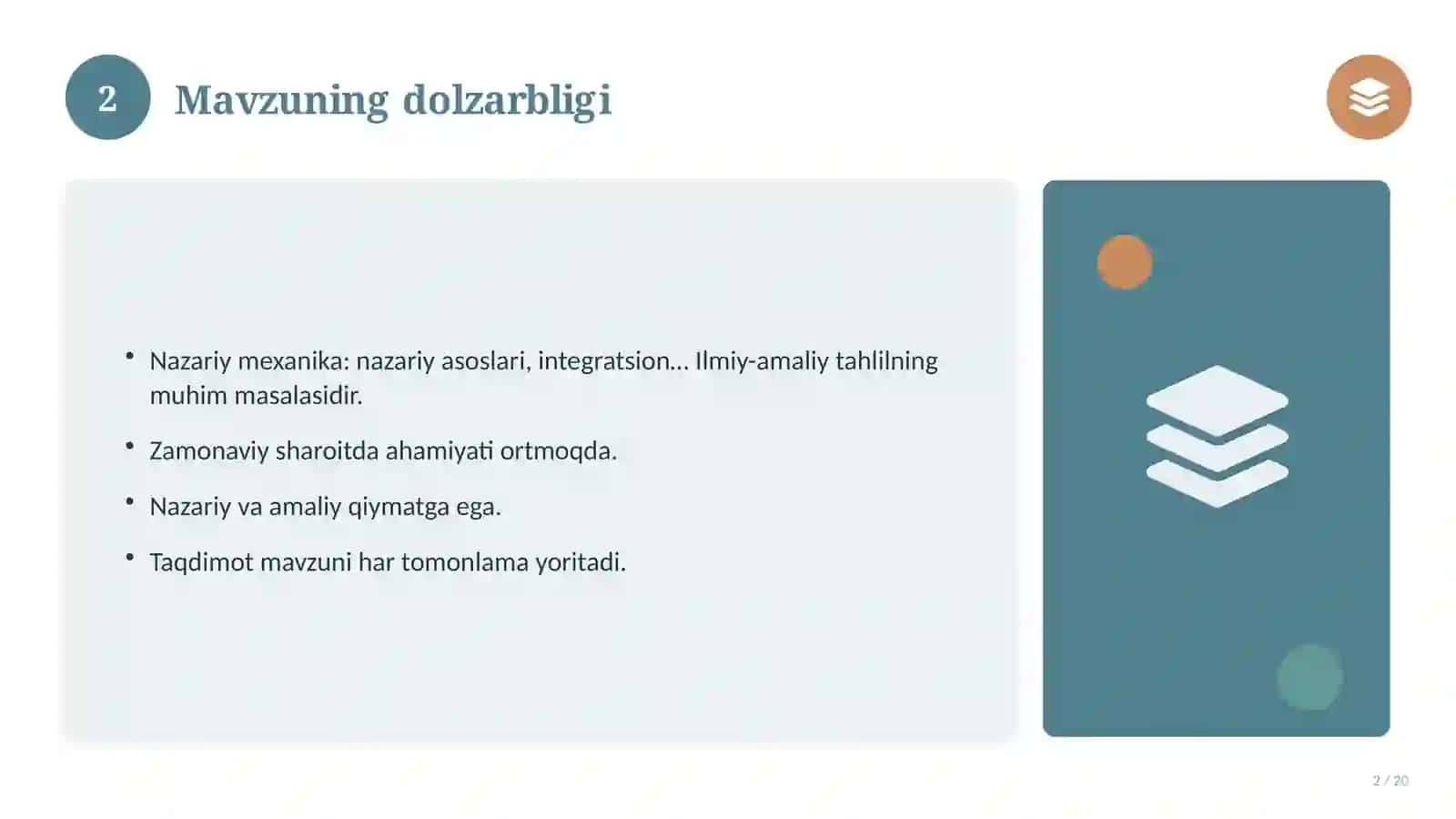 Nazariy mexanika: nazariy asoslari, integratsion yondashuvda (Mustaqil ta'lim topshirig'i) 2