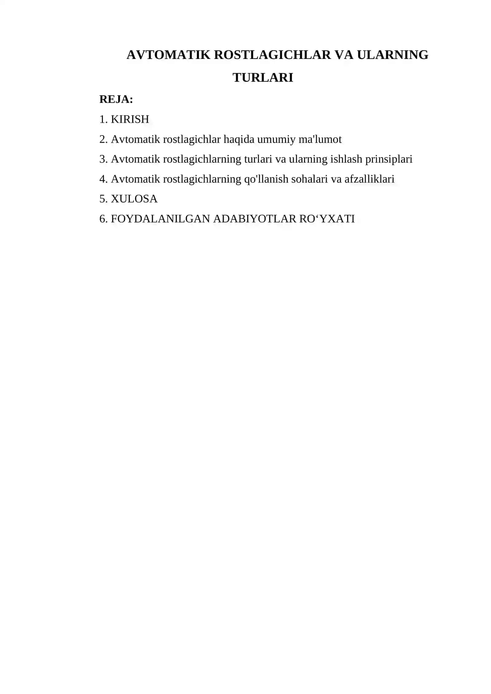AVTOMATIK ROSTLAGICHLAR VA ULARNING TURLARI 2
